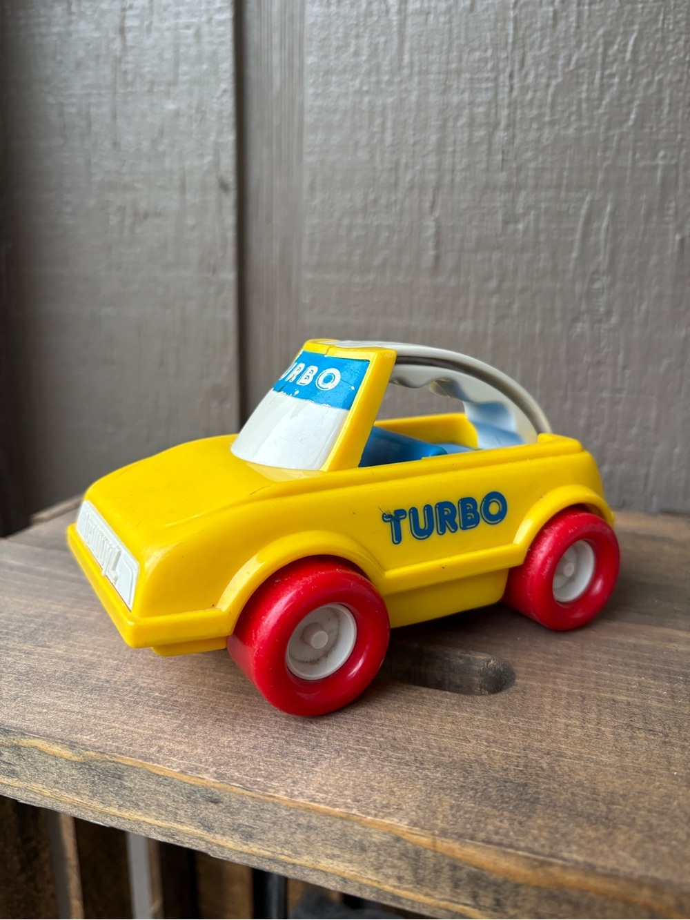 Vintage 1980s Yellow Turbo Kids Toy Car